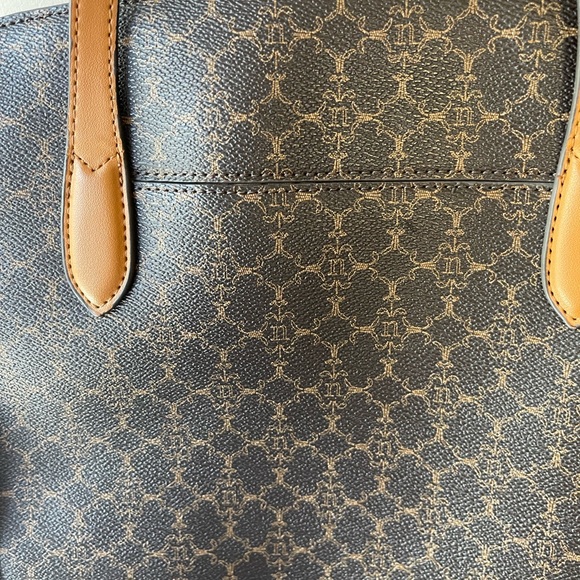 Nanette Lapore Brown Faux Leather Shoulder Tote Bag Two Tone Purse Handbag - Picture 4 of 7